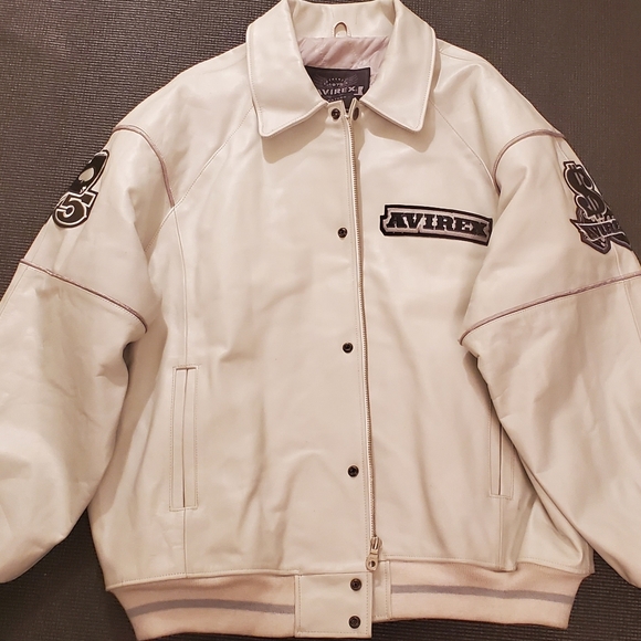 Avirex Hirollers White Leather Jacket 